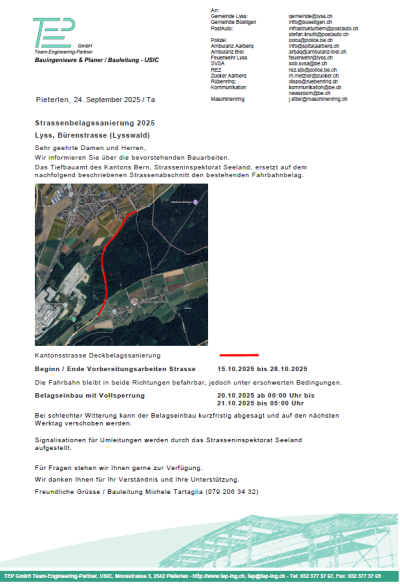 Strassenbelagssanierung Bürenstrasse Lysswald