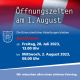 Öffnungszeiten 1. August 2023